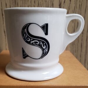 Anthropologie Classic Monogram 'S' Mug Stoneware Ceramic 12 fl oz Cottage Home